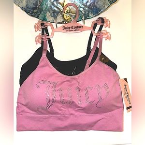 Juicy Couture Pink Black Bling Bras HTF Sports Bras NEW
